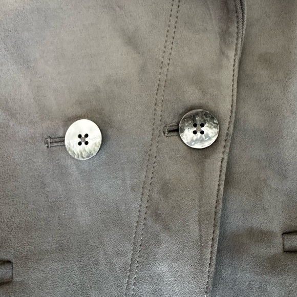 White House black market sueded Gray Double-Breasted Jacket 4 EUC - Picture 2 of 7